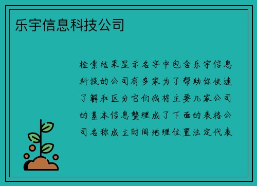 乐宇信息科技公司