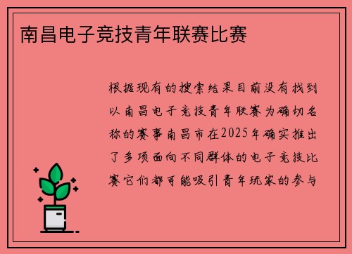 南昌电子竞技青年联赛比赛